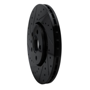 Audi A1 Brake Rotor (1) - Front Left - R1 Concepts - Drilled & Slotted - Black - `98-`18